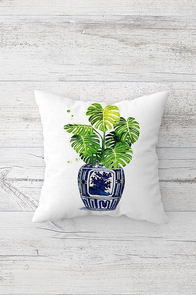 linazaitun One Side Printed Hidden Zipper Washable Stain Resistant Decorative Throw Pillow Cover Pillow Case