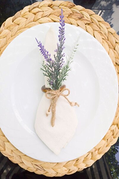 Emtory Home 6 Adet Vintage Ahşap Halkalı Lavanta Peçete Yüzüğü