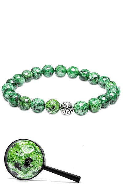 Tesbih Atölyesi Certified Faceted Natural Jade Stone Bracelet with Silver Device