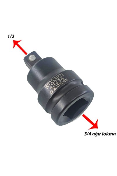 Wossen Dönüştürücü Adaptör 3/4'ten 1/2'ye Değişken Uçlu Profesyonel 3/4''f×12''m 3 Yedekli