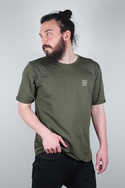 Erkek Yeşil Regular Beyaz Logo Baskılı Fcl T-shirt