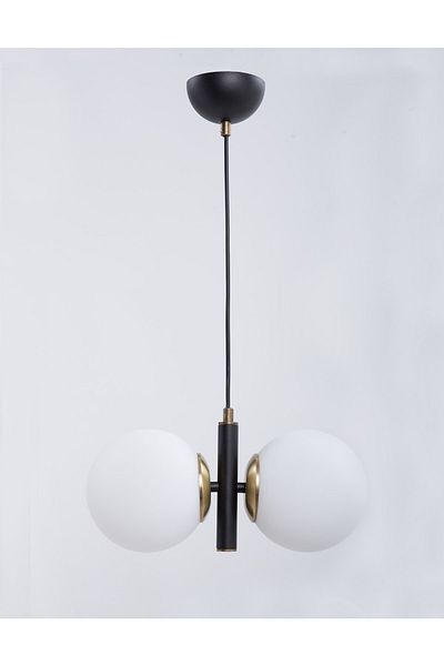 MŞ Aydınlatma Monera Black Tumbled Finish White Glass Chandelier