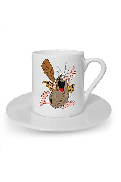 Generic Brand Caveman Printed White Turkish Coffee Cup