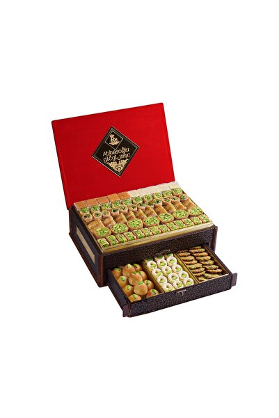 Abbas Oğlu Tatli Ballı Fıstıklı Baklava Ve Karışık Kurabiye Mamül Ahşap Kutu 1750 gr