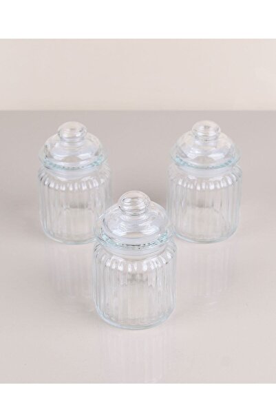 ELEGANCEV Vakum Kapaklı Mini Boy 3 Lü Cam Kavanoz Seti 3*250 ml