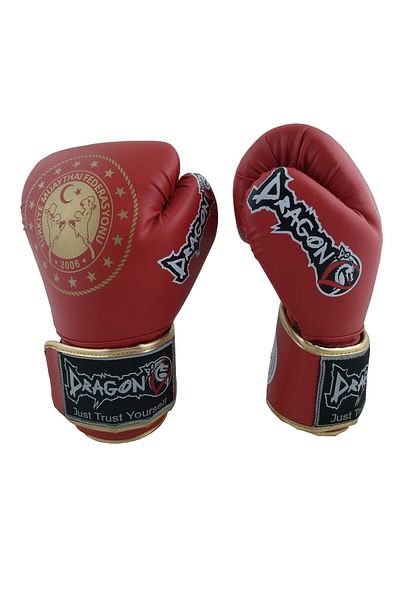 Dragon Martina Muay Thai Federation Approved Sparring Gloves and Whiteface Bandage Set of 2