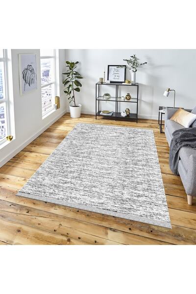 DECOSER HALI Kilim Yıkanabilir Gri Modern Desen Kaymaz Taban Salon Koridor Mu...