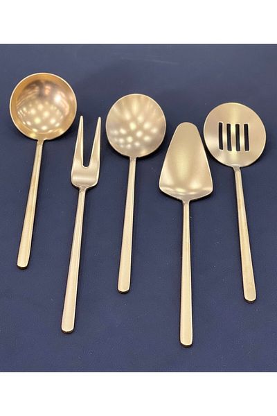 BRONDOFF Bahama 5 Piece Matte Titanium Gold Sauce Serving Set