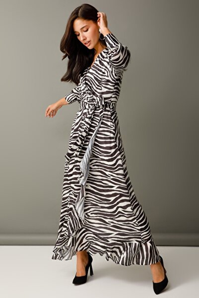 Moda İlgi Сукня з зебраним візерунком Modailgi, чорна