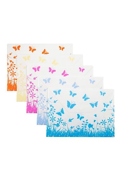 Bigpoint A4 Orange Butterfly Patterned 12-Pack Bag with Snap Fasteners