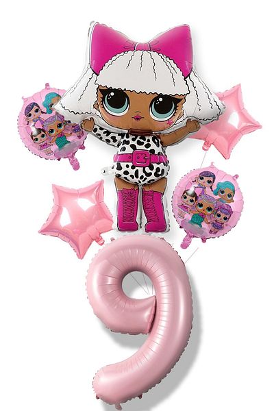 PARTİAVM Licensed Diva Lol Baby Pink Number Balloon Set Lol Surprise Pink Number Balloon