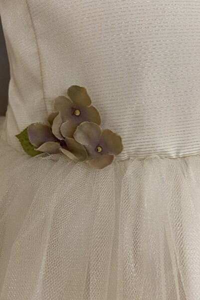 Dide Kids Dide Kız Çocuk Simli Tafta Ve Çiçekli Abiye Elbise