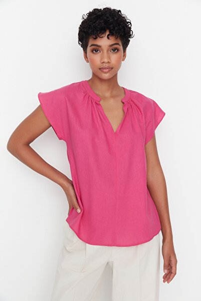 Trendyol Collection Fukszia ujjatlan szőtt blúz TWOSS22BZ00134