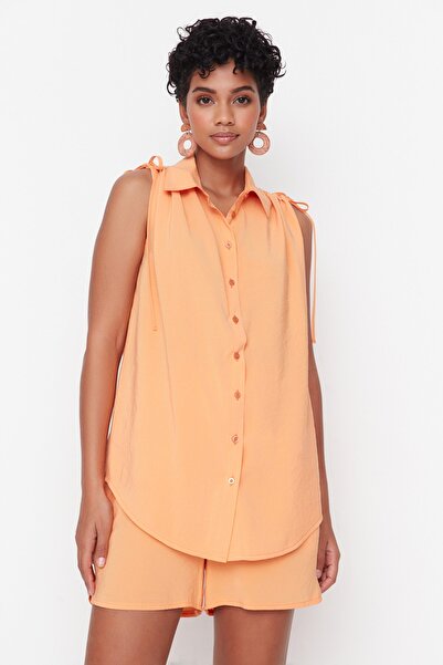 Trendyol Collection Orange Sleeveless Woven Shirt TWOSS22GO00104