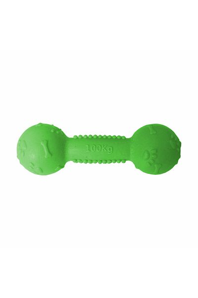 Markapet Green Plastic Dog Toy - Dumbel Soft Filler, 3.5X11 cm