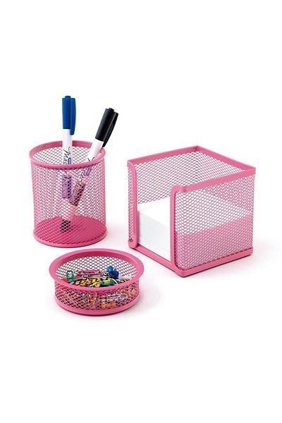 Mimaks Perforated 3-Piece Table Top Pen Set / Fuchsia