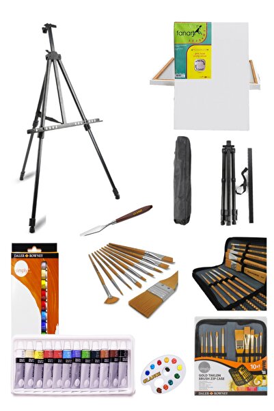 GLANCE Daller Rowney Simply 12x12ml 12 Renk Akrilik Boya-50x70 Tuval-portatif...