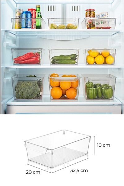 Vienev 3-Piece Coverless Large Size Fridge Organizer Storage Box Set Refrigerator Organizer