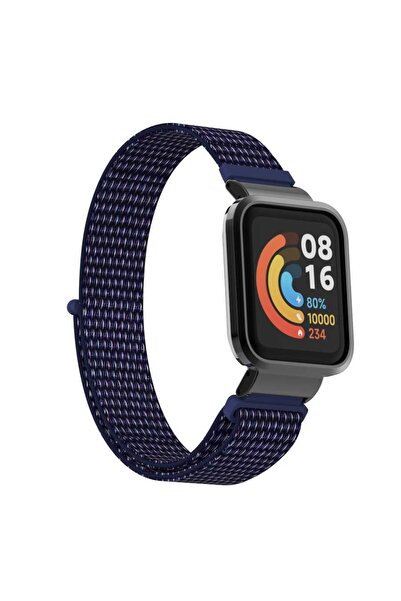 UnDePlus Mi Watch Lite Kordon Kasalı Hasır Kordon Indigo Mavi-no12 Lacivert