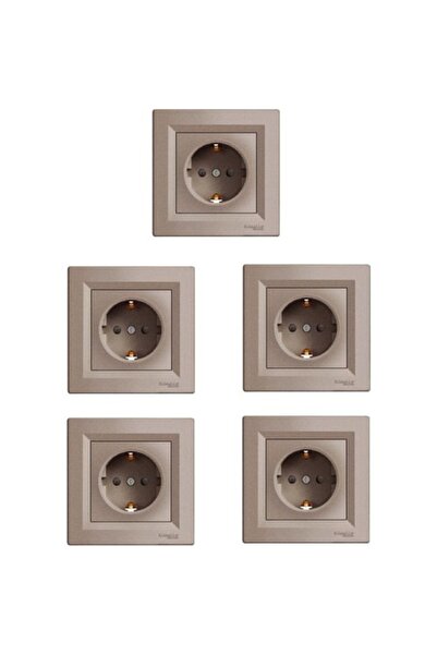SCHNEIDER Asfora Bronz Topraklı Priz 5 'li Paket (çerçeveli)