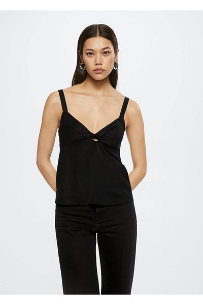 MANGO Woman Linen Blended Top