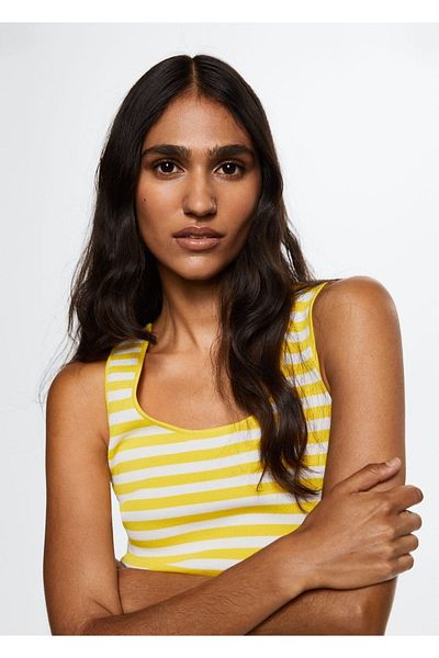 MANGO Woman Top tricotaj cu dungi