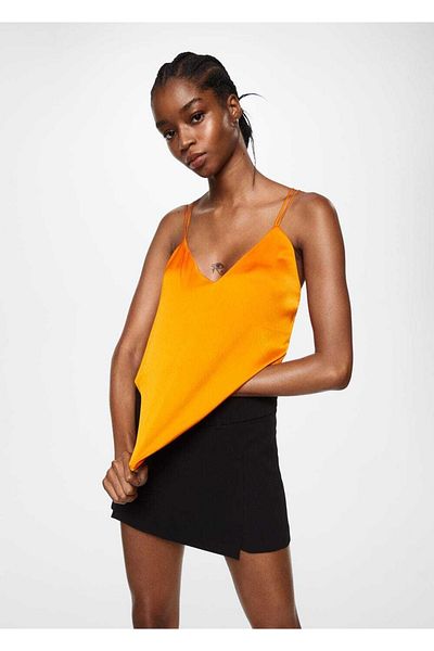 MANGO Woman Top z satynowej koronki