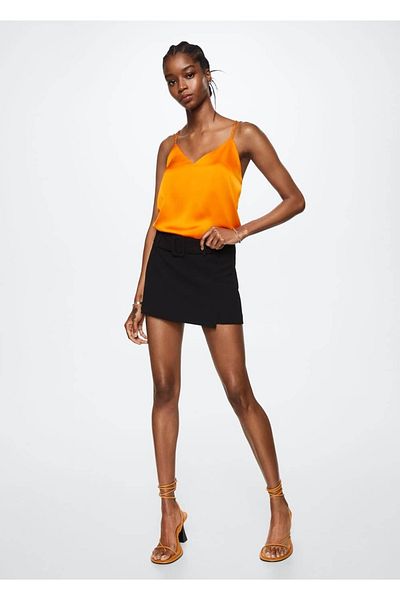 MANGO Woman Top z satynowej koronki