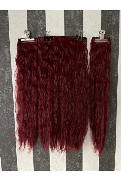 Fenomen Peruk Κόκκινη ημιφεγγάρια +2 πλαϊνά Πυκνά κυματιστά κουμπώματα 65 εκ