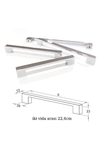 ARON (2 PCS) Sofuoğlu Yakut12mm Handle Chrome Glossy Kitchen Cabinet Door Drawer TV Unit Handle **224mm**