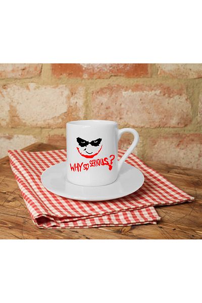 Kumbara Hediyelik White Joker Printed Turkish Coffee Cup - 1