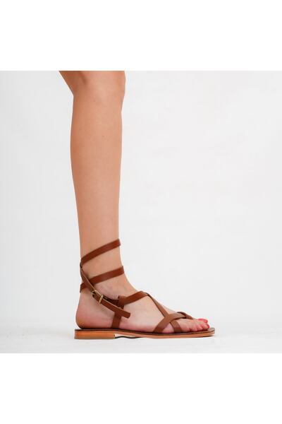 DaphneSandals صندل نسائي من الجلد الطبيعي بلون أسمر - Kkk4012