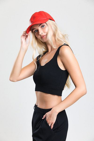 fubileather Унисекс шапка с регулируема бейзболна шапка от естествена кожа