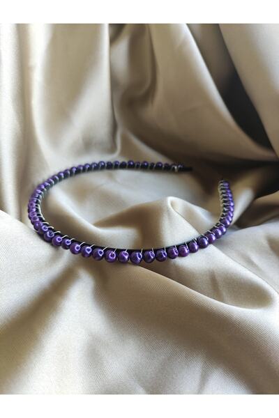 DOĞA ART STORE Αξεσουάρ για τα μαλλιά της νύφης με μωβ μαργαριτάρια με χάντρες