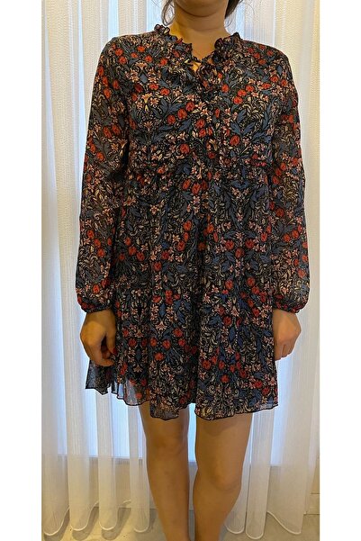 dükkan10butika Γυναικείο καλοκαιρινό φόρεμα από ύφασμα σιφόν με φλοράλ σχέδια...