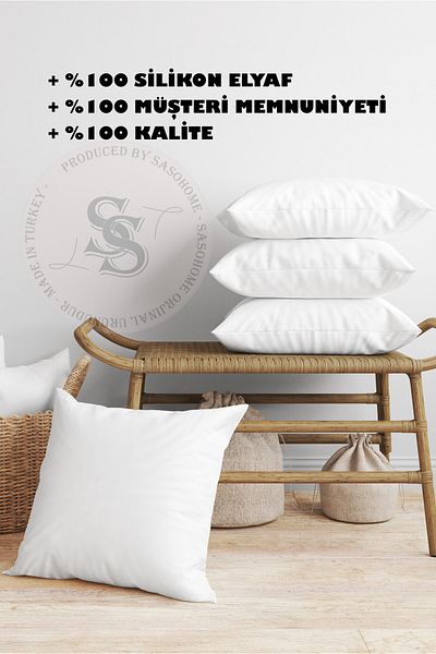 SasoHome Εσωτερικό μαξιλάρι ριχτάρι 4 τεμαχίων με γέμισμα με ίνες 50x50 cm (Κατάλληλο για όλα τα μαξιλάρια ριχτάρι)