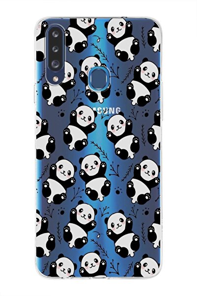 PrintiFy Samsung Galaxy A20s Uyumlu Kapak Panda Tasarımlı Şeffaf Silikon Kılıf