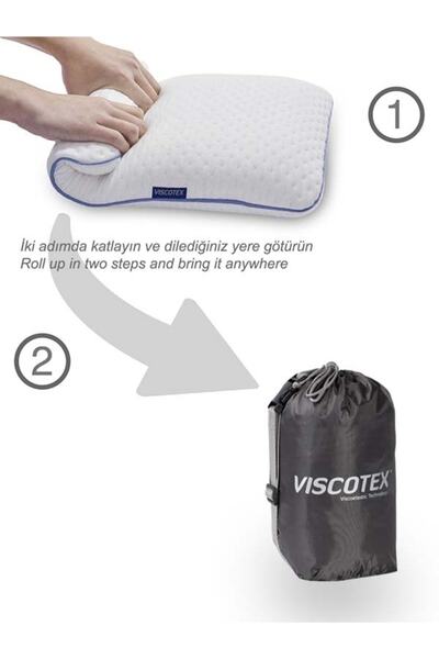 VİSCOTEX Visco Orthopedic Travel Pillow 40X25X10 cm / Travel Pillow, White