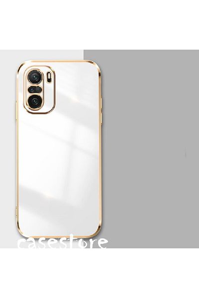 m.tk moveteck حافظة متوافقة مع هاتف Xiaomi Redmi Note 10s مع حماية للكاميرا وغطاء سيليكون ناعم اللون بحافة ذهبية لامعة