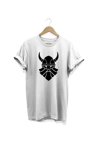 WİDİ Tricou alb cu imprimeu Viking