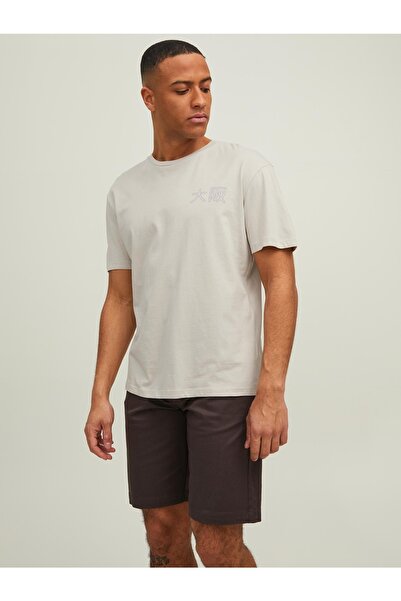 Jack & Jones Ανδρικό μπεζ μπλουζάκι Jack Jones Japan Tee Ss Crew Neck 12210323-06