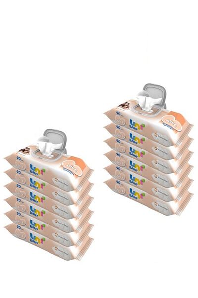 Uni Baby Pack of 12 1080 Model Family Wet Wipes with Leaf Cover