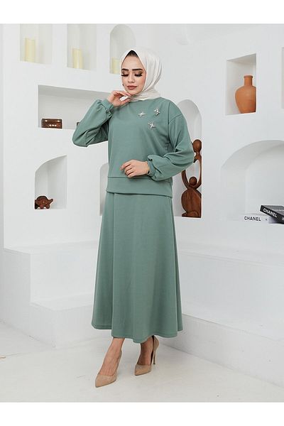 VOLT CLOTHİNG Stone Embroidered Skirt Suit