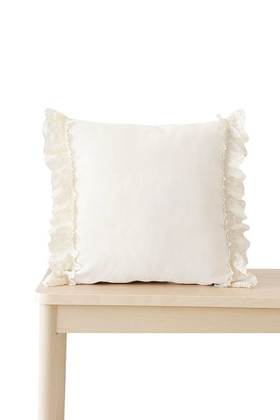 RİTMOHOME Κρεμ μαξιλαροθήκη με βολάν Vintage Ruched Bohemian Style