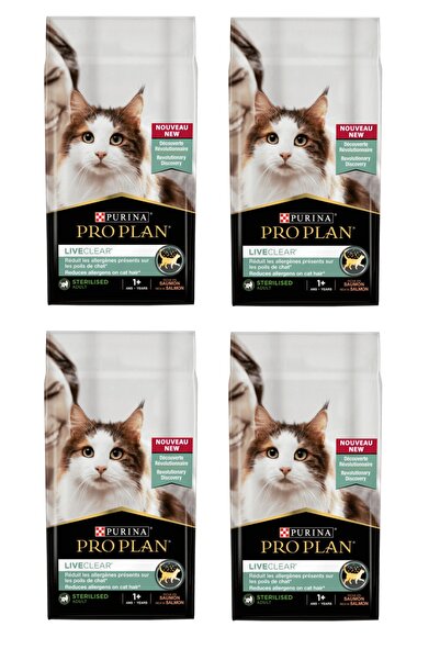 Pro Plan Liveclear Sterilised Somonlu Kısırlaştırılmış Kedi Maması 1,4 Kg. X 4 Adet
