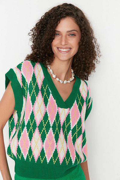 Trendyol Collection Strickweste - Grün - Oversized
