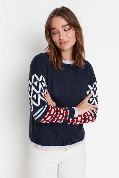 Trendyol Collection Navy Blue Jacquard Sweater TWOAW22KZ2166