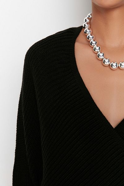 Trendyol Collection Pulover negru de tricotaj la două piept TWOAW21KZ1277