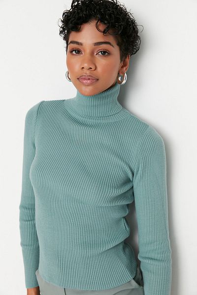Trendyol Collection Mintgrüner Basic Rollkragenpullover TWOAW21KZ1279