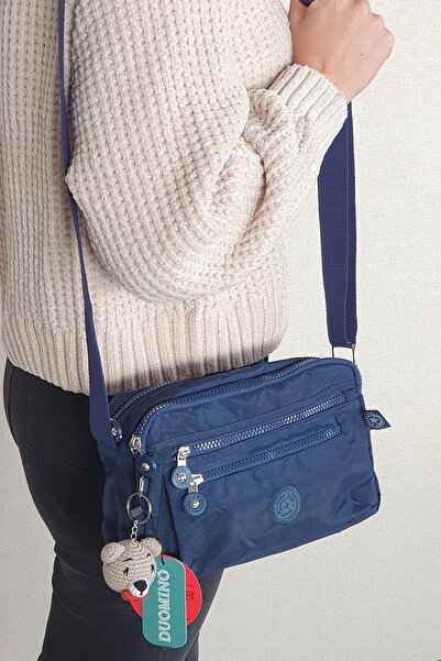 FCSTORE Kadın Çok Cepli Ayarlanabilir Çapraz Askılı Omuz Çantası + Ayıcık Anahtalık Hediyeli